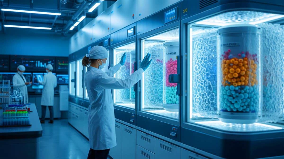 Des scientifiques veulent congeler 10 000 échantillons d’excréments dans un bunker suisse : « Ceux qui s’opposent à ce projet sont irresponsables » Illustration de la conservation d'échantillons de microbiote intestinal dans un bunker pour préserver la diversité microbienne.