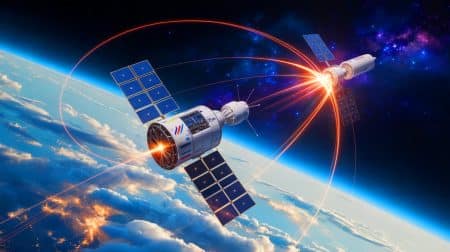 Illustration de la constellation de satellites IRIS2 en orbite pour renforcer la souveraineté digitale de l'Union Européenne.