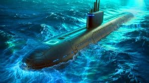 Illustration de l'ambitieux projet de sous-marin robotisé de la marine américaine pour des missions à longue endurance. Image réalisée par IA.
