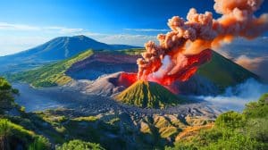 Illustration de l'activité volcanique accrue des Champs Phlégréens. Image réalisée par IA.