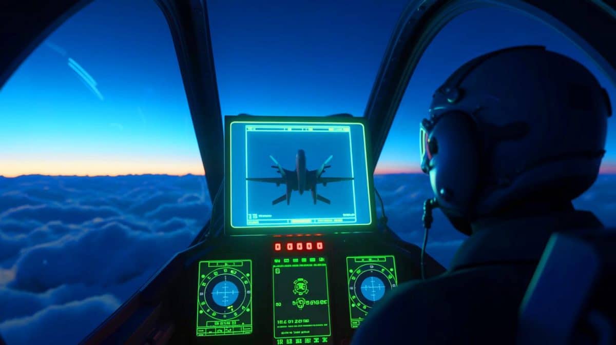 « Les machines prennent les commandes des cieux » l’IA surpasse les pilotes humains avec un taux de succès de 95 % et déclenche une polémique à 10 000 mètres d’altitude Illustration de l'intelligence artificielle pilotant un avion de chasse lors d'un duel aérien contre un pilote humain.