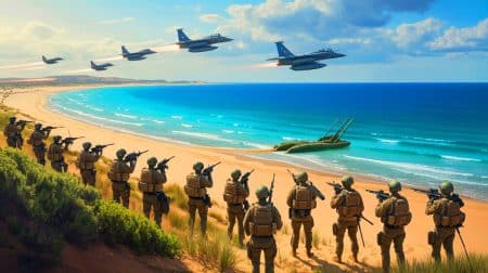 Illustration de l'exercice militaire Shakti 2025 dans l'Hérault avec des soldats français et indiens. Image réalisée par IA.