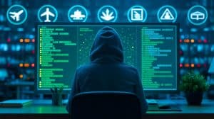 Illustration de jeunes hackeurs menaçant les infrastructures mondiales par des cyberattaques sophistiquées.