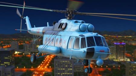 Illustration de l'hélicoptère Mi-17 d'origine russe survolant Tucson lors d'un exercice militaire américain. Image réalisée par IA.