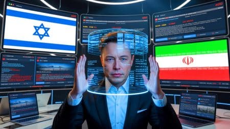Illustration de l'intelligence artificielle Grok d'Elon Musk mise en difficulté par ses réponses sur le conflit Israël-Iran. Image réalisée par IA.