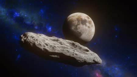 Illustration de l'astéroïde 2024 YR4, une menace potentielle pour la Lune.