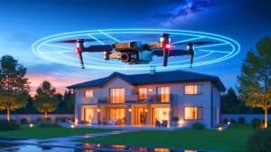 Illustration de l'Always Home Cam de Ring, un drone de surveillance autonome pour la sécurité intérieure.