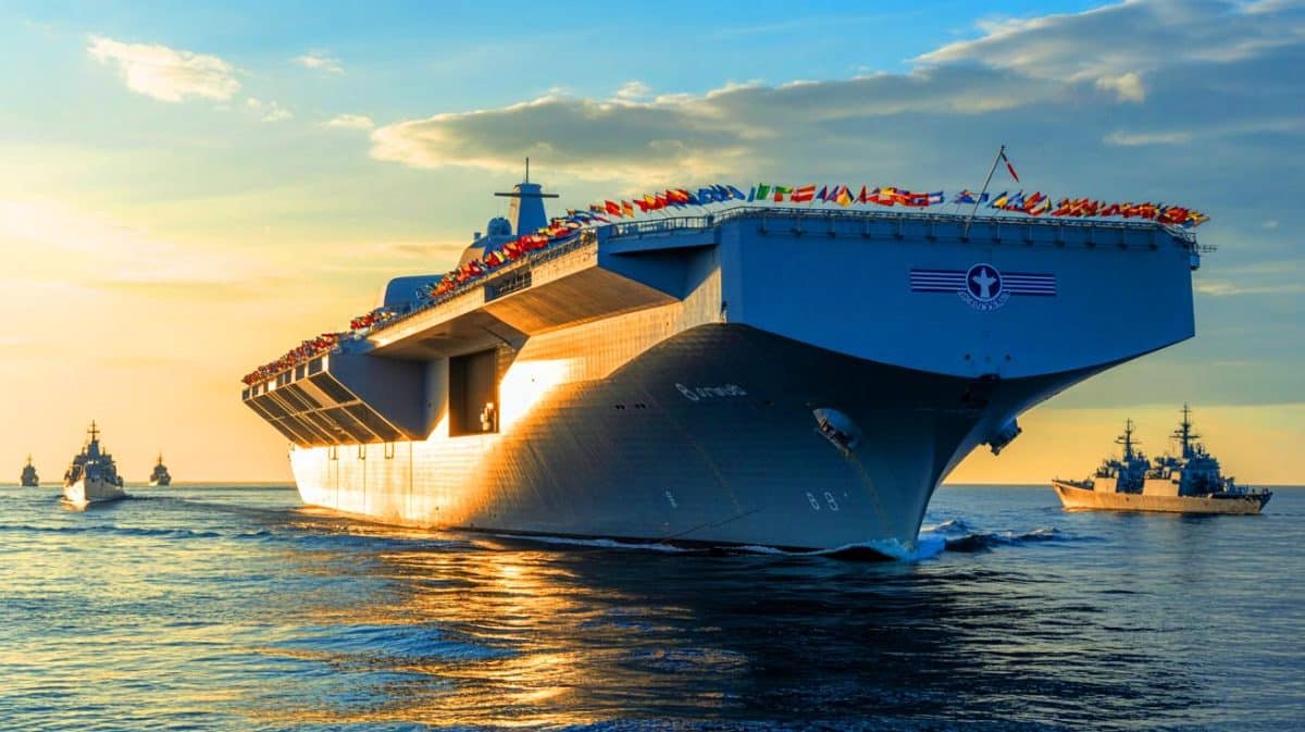 « Ce porte-avions français de 80 000 tonnes effraie l’Europe » : la montée en puissance navale inquiète les alliés et relance la course à l’armement Illustration de la construction du futur porte-avion français, symbole de puissance navale et d'innovation technologique.