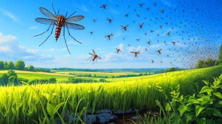 Illustration de la menace croissante des maladies transmises par les moustiques en Europe due au changement climatique.