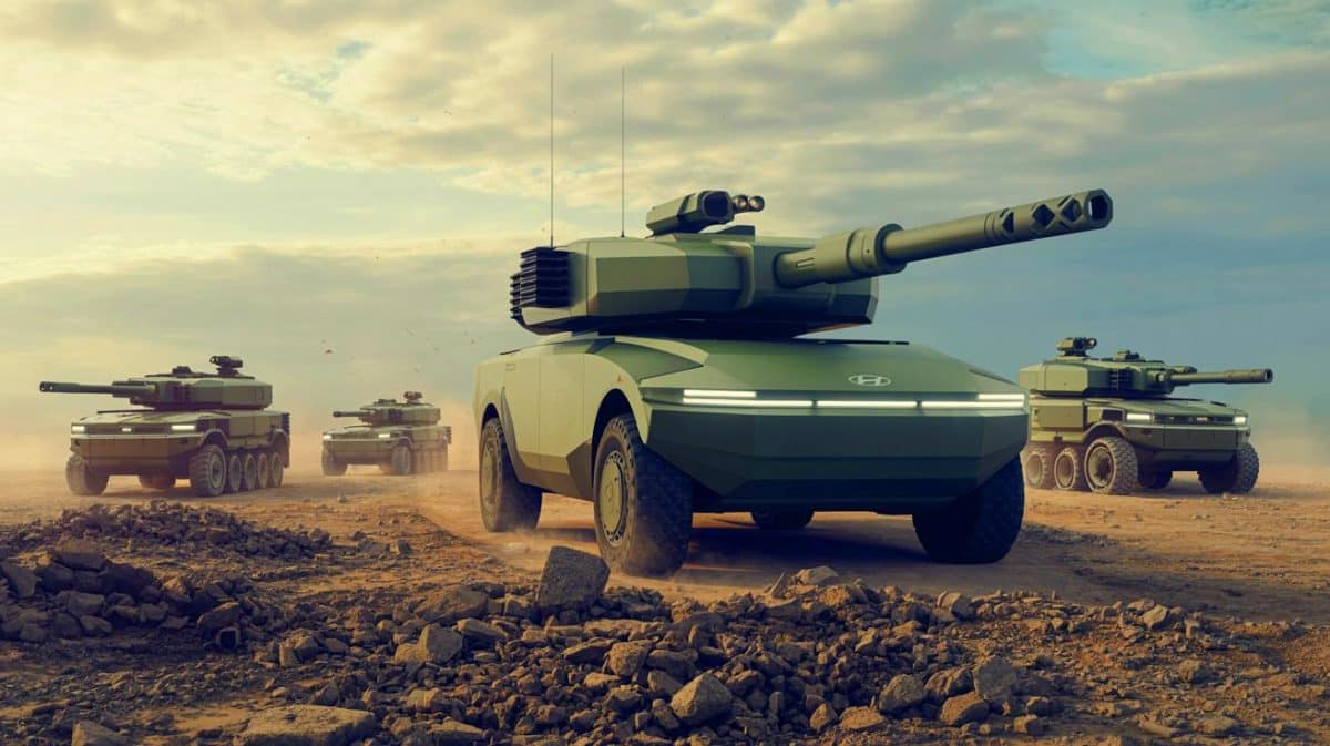 Illustration de l'innovation technologique du char K3 de Hyundai Rotem.