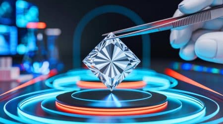 Illustration de l'utilisation des centres NV dans le diamant pour améliorer les batteries quantiques.