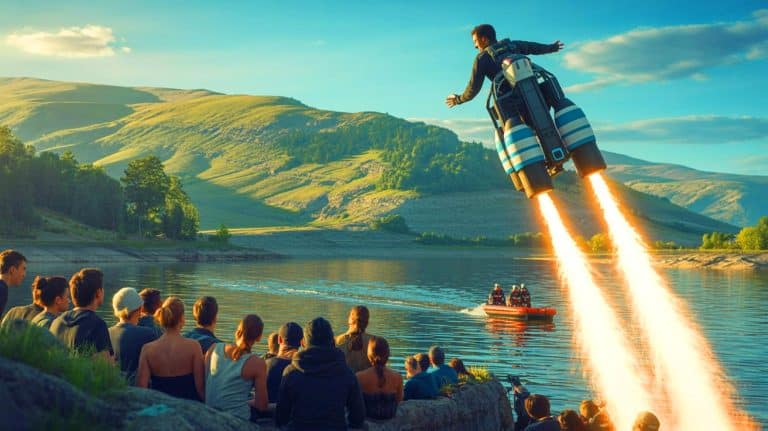 « Il a voulu défier la gravité » : le créateur français du jetpack termine sa course dans un lac devant la foule médusée