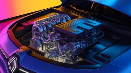 Illustration de l'innovation du moteur H13 bicombustible par Renault et Horse.