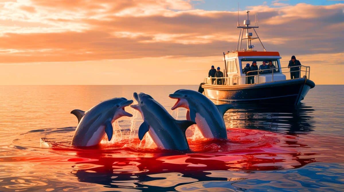 « J’ai vu l’océan rougir » : au large de Rome, des dauphins s’entretuent violemment et terrifient les chercheurs médusés Illustration de dauphins du Capitole luttant pour leur survie face à la pollution et à la surpêche.