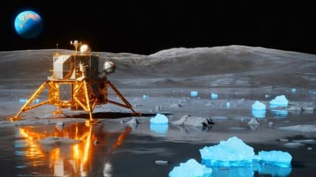 Illustration de la découverte d'eau sur la Lune par la sonde chinoise Chang’e-5.