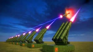 Illustration de la présentation du nouveau système d'arme chinois à 16 canons destiné à intercepter les menaces aériennes.