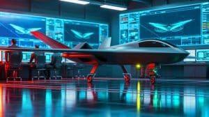 Illustration de la nouvelle plateforme logicielle chinoise optimisant les paramètres des avions furtifs.
