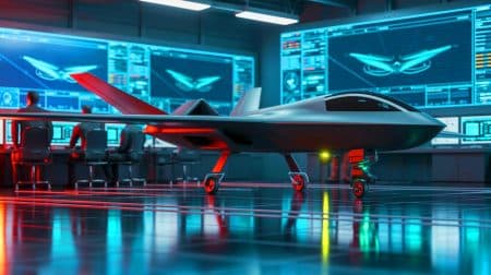 Illustration de la nouvelle plateforme logicielle chinoise optimisant les paramètres des avions furtifs.