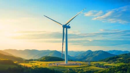 Illustration de la plus grande éolienne au monde mise en service en Chine.