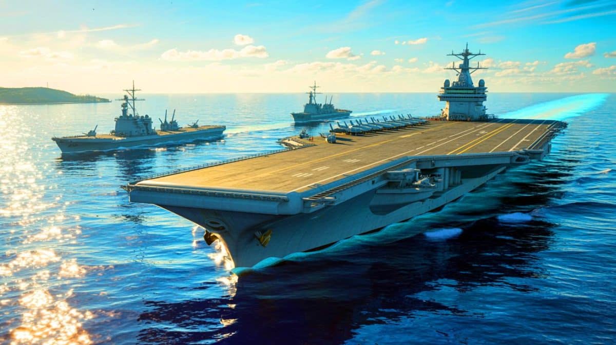 « Ce navire ruine nos budgets » : l’USS Gerald-R.-Ford, 337 m de long et 13 milliards $, provoque des critiques au Congrès américain Illustration de l'USS « Gerald-R.-Ford » traversant les eaux au large de nos côtes.
