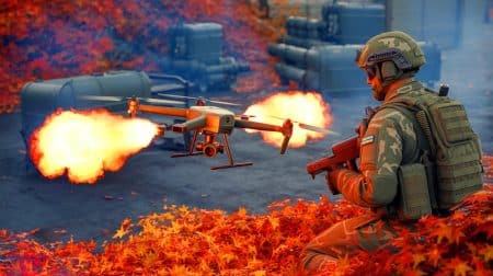 Illustration de l'utilisation de drones FPV équipés de thermite par les Ukrainiens dans le conflit contre la Russie.