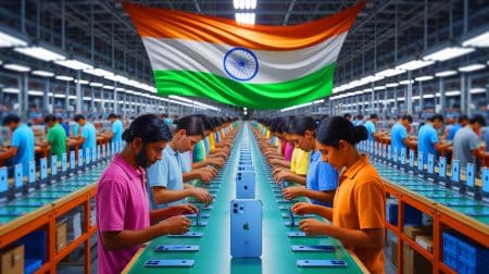 Les tensions montent : Apple évite le chaos commercial face aux droits de douane des États-Unis avec 5 avions Illustration de la stratégie d'Apple pour diversifier sa production face aux droits de douane.