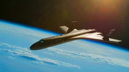 Illustration de l'avion spatial militaire secret X-37B prêt pour sa huitième mission depuis le Kennedy Space Center.