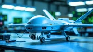 Illustration de drones russes composés de pièces chinoises révélant une coopération technologique.
