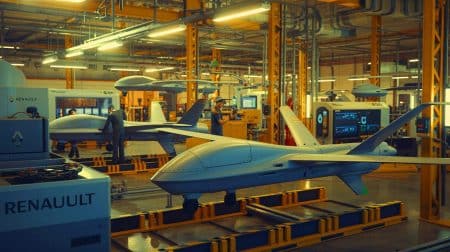 Illustration de la diversification stratégique de Renault dans la production de drones militaires en Ukraine.