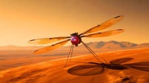 Illustration de la mission Dragonfly de la NASA vers Titan avec le soutien de SpaceX.