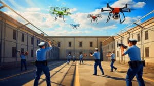 Illustration de l'interception par la gendarmerie d'Albi d'une livraison par drone à la maison d'arrêt.