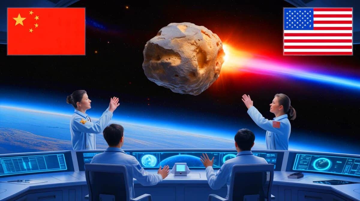 Illustration de l'observation et de la surveillance de l'astéroïde 2024 YR4 par des agences spatiales internationales.