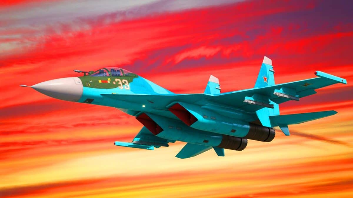 « Le bombardier qui impressionne le monde » : le Sukhoi Su-34 combine héritage soviétique et polyvalence pour frapper loin Illustration de l'avion Sukhoi Su-34 "Fullback" en vol, symbole de l'évolution de l'aviation militaire russe.