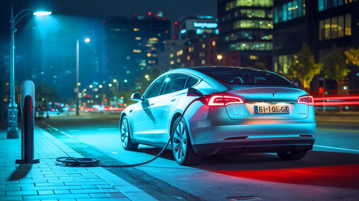Illustration de la découverte d'un câble de recharge de Tesla coupé et volé.