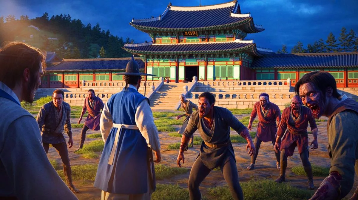 Illustration de la série "Kingdom" mêlant drame historique et thriller zombie.
