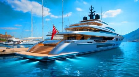 Illustration de l'Eclipse, superyacht de Roman Abramovich, au port de Muğla en Turquie.