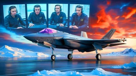 Illustration de l'incident aérien impliquant un F-35A en Alaska avec assistance en visioconférence.