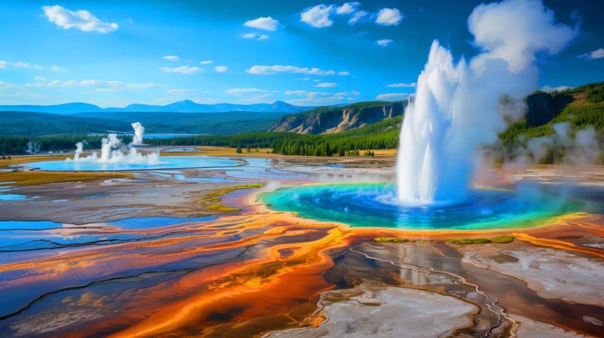 « Et si Yellowstone entrait en éruption demain » : le scénario cauchemar d’un super-volcan capable de plonger la planète dans le chaos Illustration de l'activité géothermique intense et des geysers emblématiques du parc national de Yellowstone.