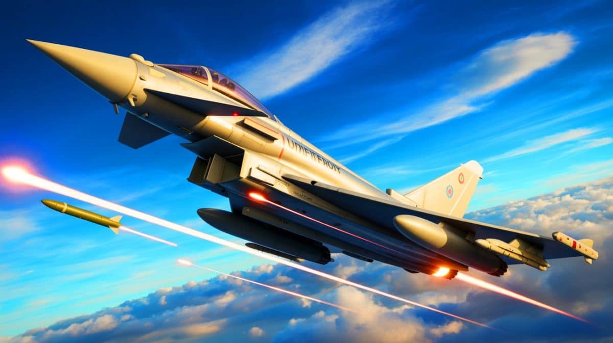 Ce système d’IA « évite les missiles » : les experts divisés sur son impact décisif dans les combats aériens modernes Illustration de l'Eurofighter Typhoon équipé du système d'IA Rattlesnaq en vol.
