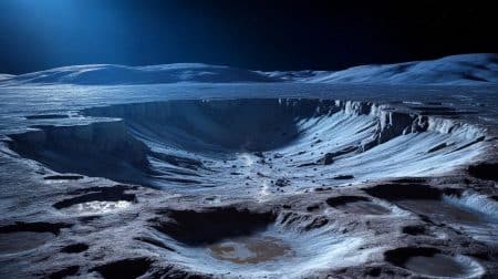 Illustration de glissements de terrain sur la surface lunaire causés par des séismes internes.
