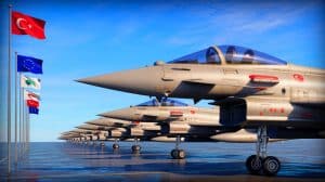Illustration de l'acquisition par la Turquie de 40 Eurofighters Typhoon et de ses implications géopolitiques.