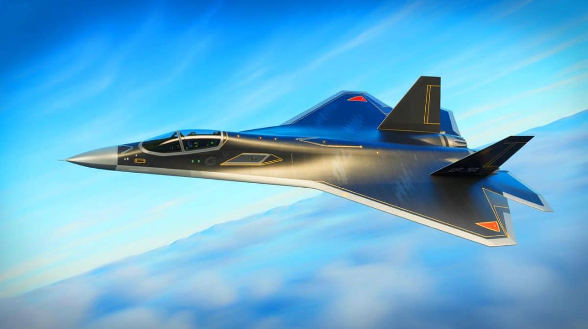 « Le J-50 intrigue les experts militaires » : ses capacités radar et électroniques restent largement spéculatives Illustration de l'avion de chasse chinois J-50, un prototype de sixième génération en développement.