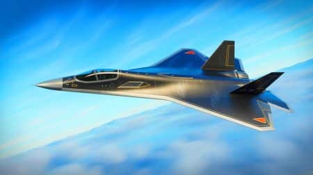 « Le J-50 intrigue les experts militaires » : ses capacités radar et électroniques restent largement spéculatives Illustration de l'avion de chasse chinois J-50, un prototype de sixième génération en développement.