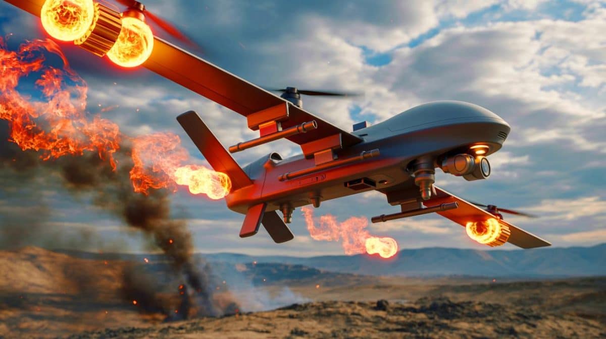 « Ils brûlent tout sur leur passage » : les drones dragons ukrainiens sèment la terreur sur les lignes russes du front Illustration de drones ukrainiens équipés de munitions incendiaires à thermite en action.