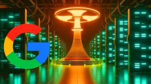 Illustration de l'utilisation de l'énergie nucléaire par Google pour alimenter ses centres de données en intelligence artificielle.