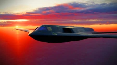 Illustration de la conception compacte et furtive du B-21 Raider.