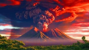 Illustration de l'impact potentiel des supervolcans sur l'environnement et le climat terrestre.