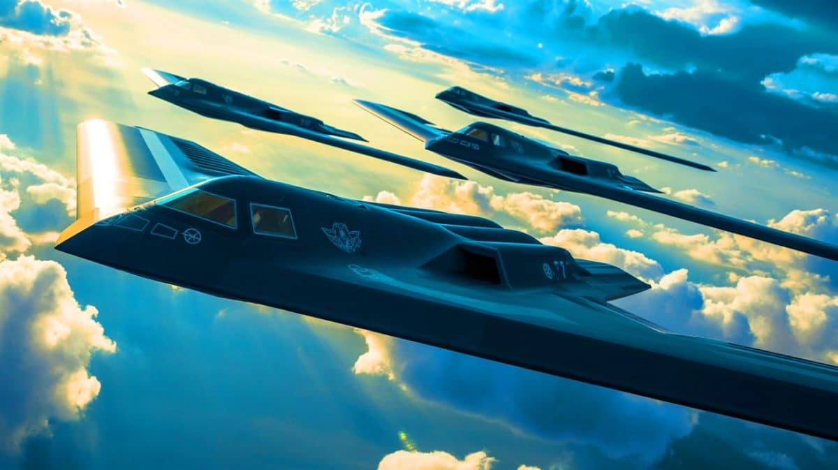 « La domination aérienne » : pourquoi les États-Unis doivent doubler leur flotte de B-21 Raider pour éviter un désastre stratégique Illustration de la puissance aérienne américaine avec des bombardiers furtifs B-2 lors d'une opération stratégique.