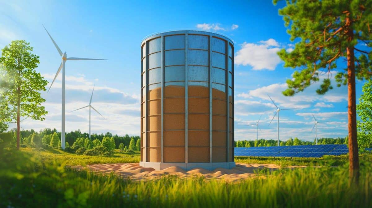 « La batterie de sable finlandaise promet moins 70 % d’émissions » : la nouvelle technologie qui bouleverse le stockage d’énergie durable Illustration de la batterie de sable inaugurée en Finlande pour réduire les émissions de carbone.