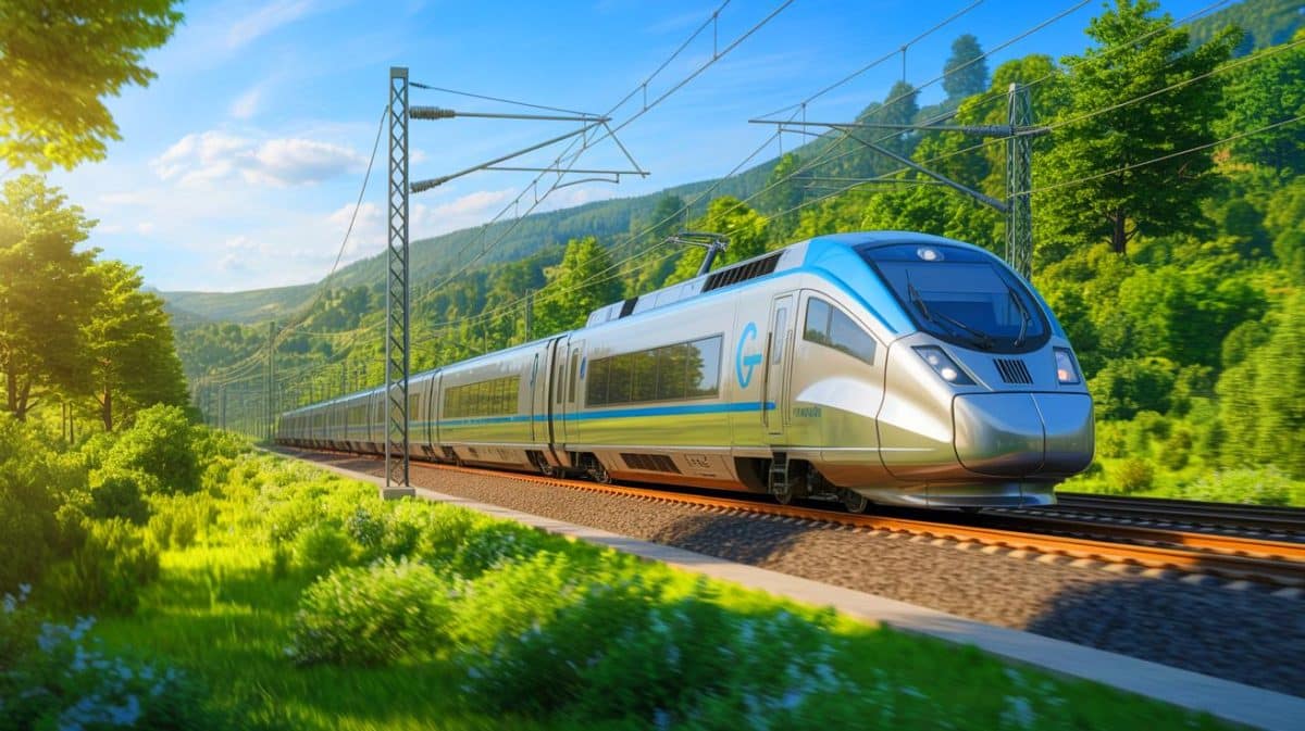 « Le chantier ferroviaire du siècle » : 870 km de Rail Baltica électrifiés grâce à VINCI et à des ingénieurs Illustration de l'électrification des voies du projet Rail Baltica en Europe de l'Est.